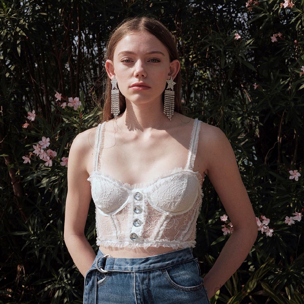 Áo Hai Dây Phối Ren Dáng Ôm Gợi Cảm Cho Nữ