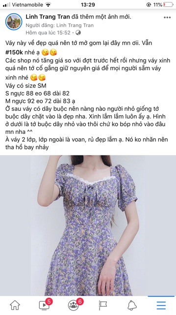 [ẢNH ĐẦU LÀ ẢNH THẬT] [ORDER] Váy tím hoa nhí cổ vuông | BigBuy360 - bigbuy360.vn