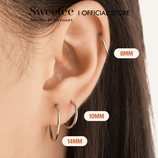 Khuyên Tai Tròn Sweetee Slim Hoop Earring, Bông Tai Titan Bật Khấc Không Gỉ Không Đen Không Dị Ứng - giá 1 chiếc