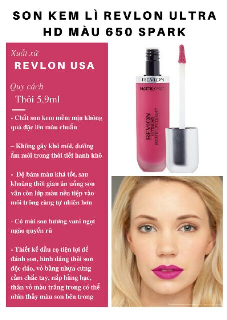 Son kem lì Revlon siêu mềm môi Ultra HD matte