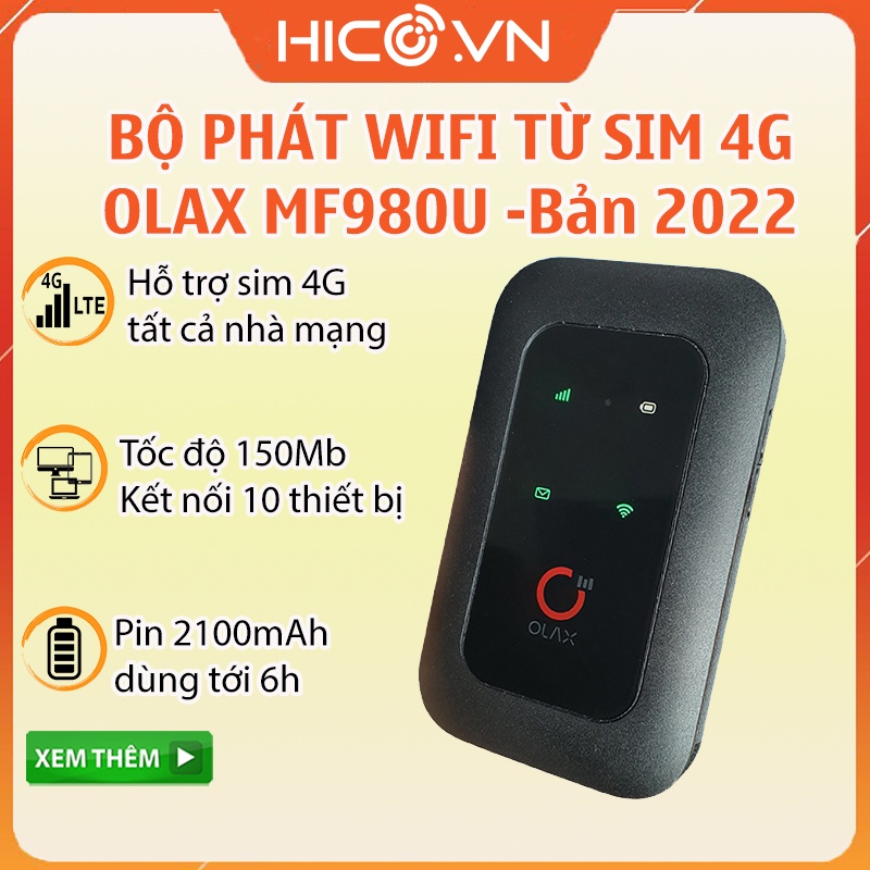 Cục phát wifi 4G Olax Wd680 Đa Mạng, Bộ phát wifi di động BF-01B Chất Lượng Châu Âu, Tốc Độ 150Mb Hỗ Trợ Tất Cả Nhà Mạng