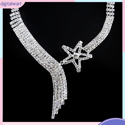 Bộ trang sức vòng cổ bông tai đính đá phong cách sang trọng cho nữ