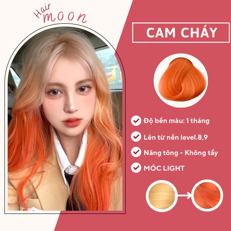 Thuốc nhuộm tóc CAM CHÁY | KHÔNG TẨY | Tặng Oxy, vitaminE, bao tay, mũ trùm