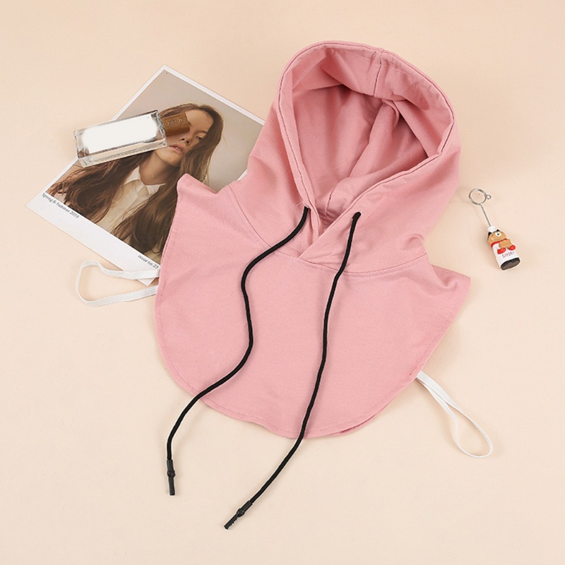 Yoioi Áo Hoodie Unisex Chui Đầu Màu Trơn Cổ Bẻ Rời Được Phong Cách Harajuku Ấm Áp wit