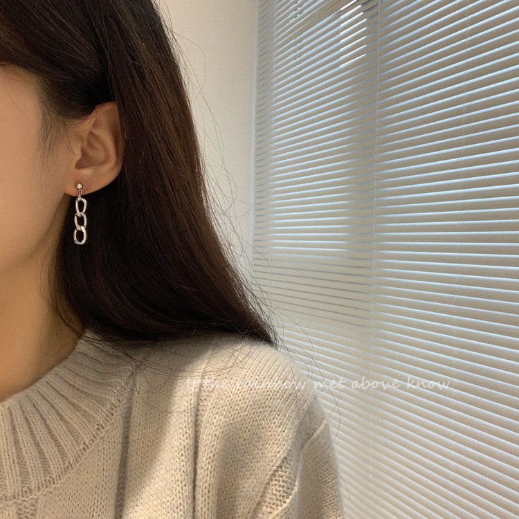 Khuyên Tai Nữ Bông Tai Nữ Thép Titan Không Gỉ Dáng Xích Nhỏ Đơn Giản C23