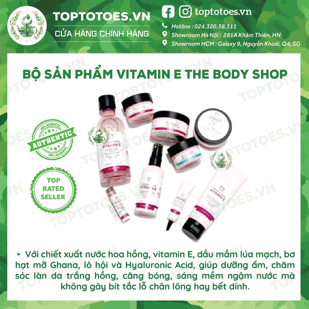 Bộ Vitamin E Lúa Mạch The Body Shop rửa mặt, toner, xịt khoáng, kem dưỡng, mask siêu cấp ẩm và làm sáng da