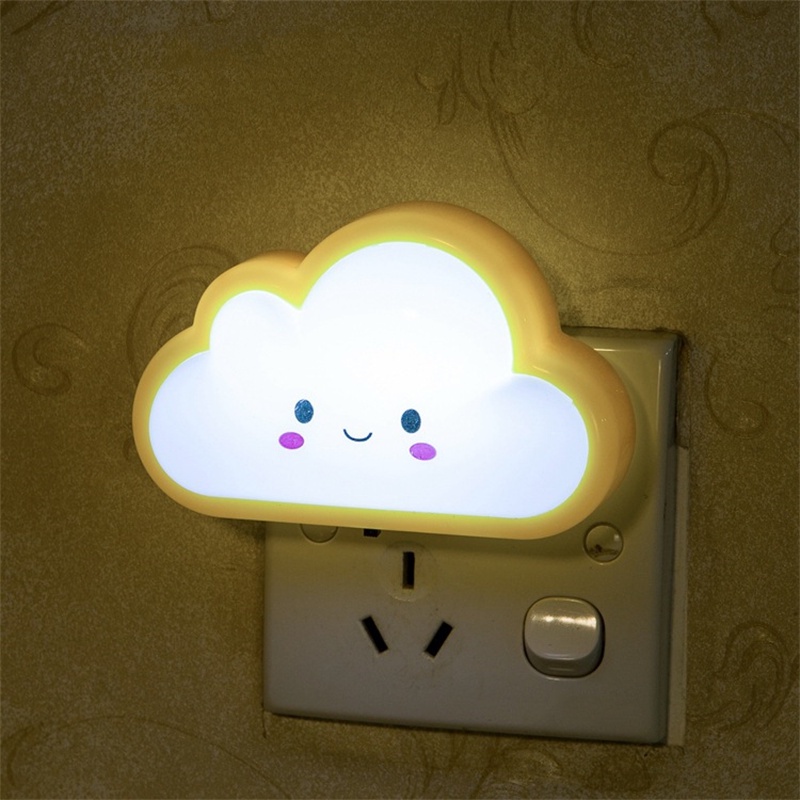 Đèn ngủ LED gắn tường hình đám mây mặt cười dễ thương cho bé