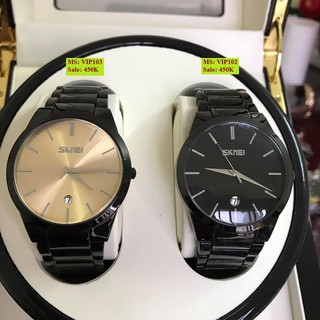 Đồng hồ nam SKMEI khung thép đen lịch lãm sang trọng mẫu hot chống nước  - Tặng vòng tay tỳ hưu