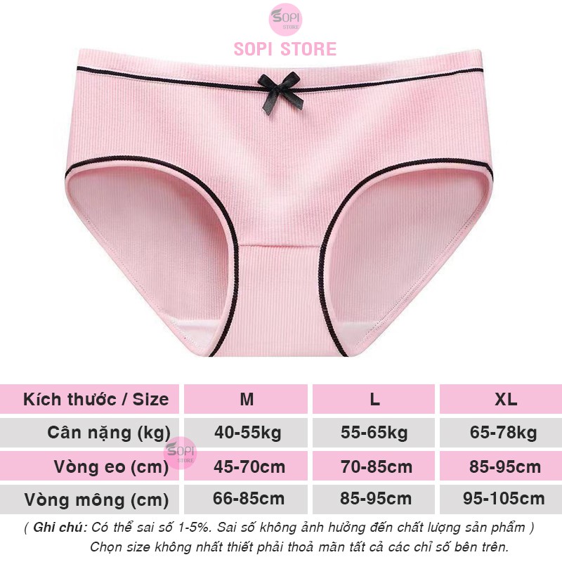 Quần lót nữ dễ thương gân tăm đính nơ, quần chip nữ kiểu Nhật thoáng khí QLH2 - Sopi Store | BigBuy360 - bigbuy360.vn