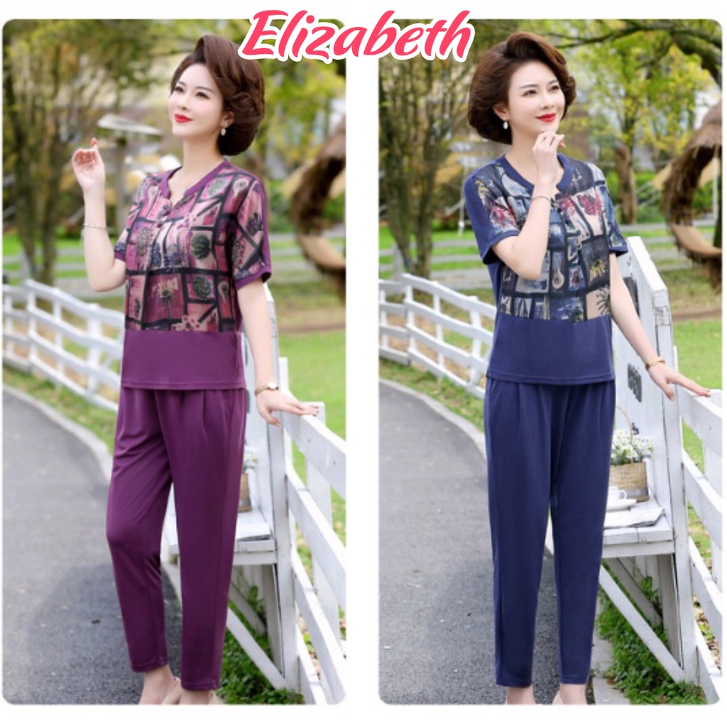 Đồ bộ mặc nhà trung niên cho mẹ Elizabeth chất liệu thun thể thao co giãn, form rộng thoải mái ĐBH.30