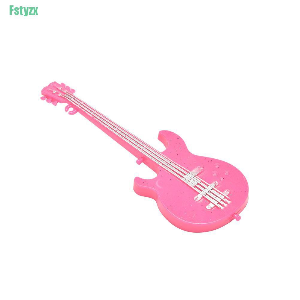 fstyzx 1 Pcs Creative Fashion Cool Pink Guitar for Barbies Dolls