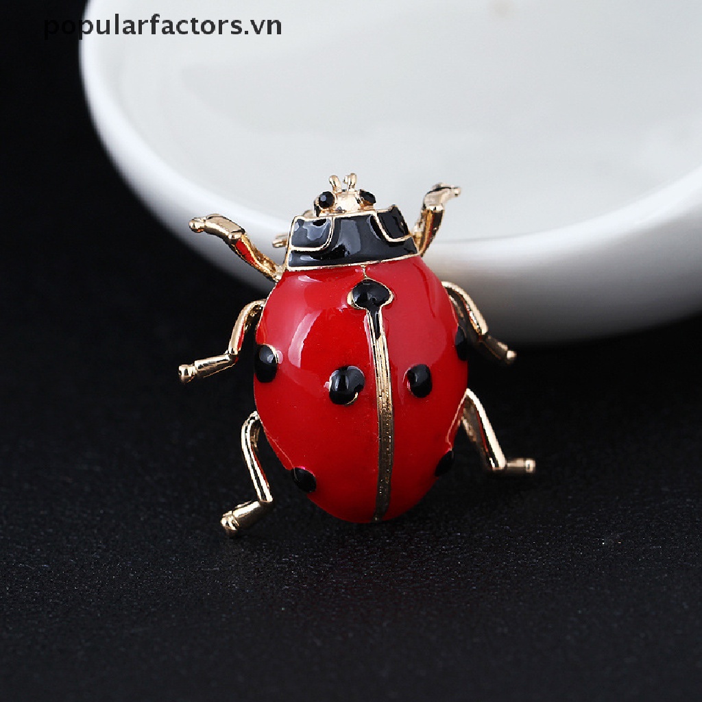 Ghim Cài Áo Hình Bọ Rùa Đỏ Tráng Men Thời Trang