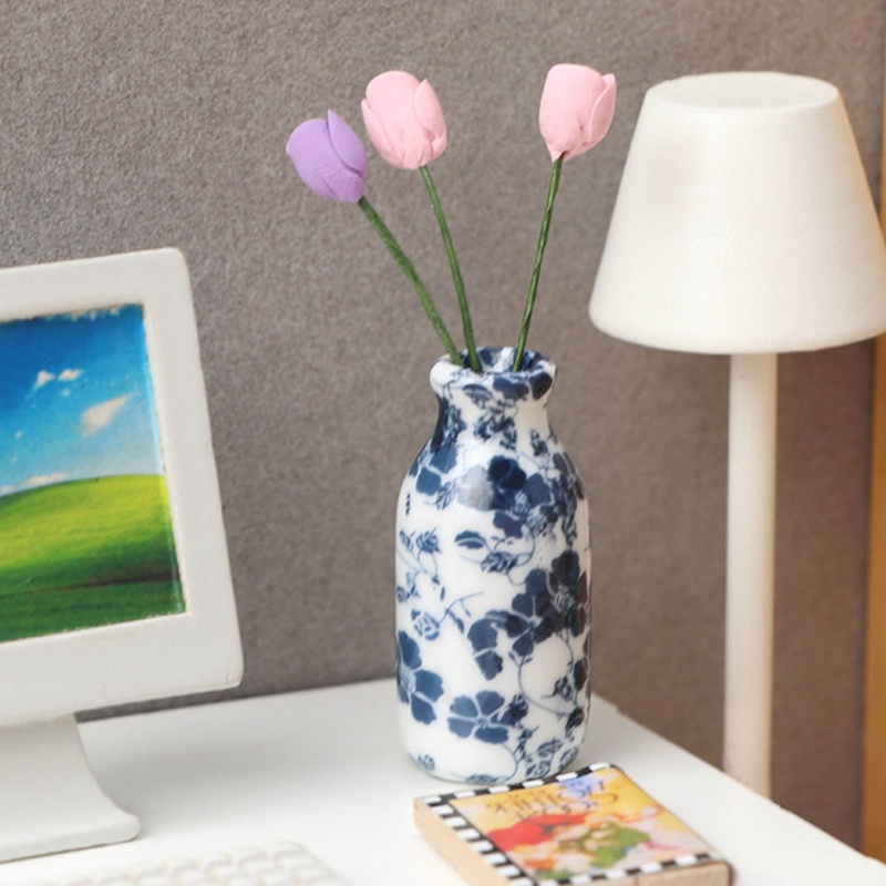 Bình Hoa Mini Trang Trí Nhà Búp Bê Phong Cách Retro