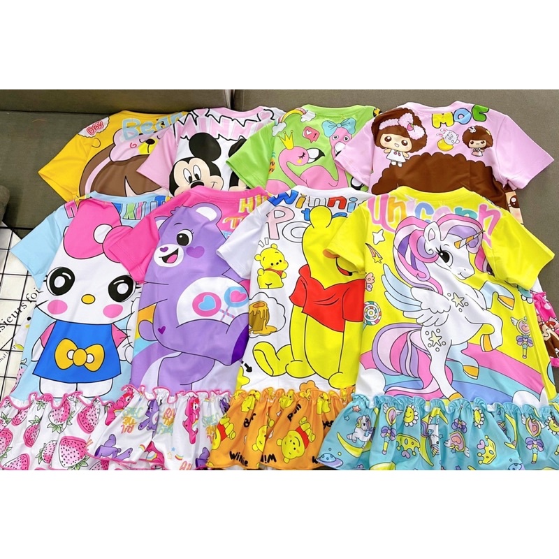 22-40kg | Đầm bé gái ráp lai bèo thun lạnh loại 1 màu cực xinh