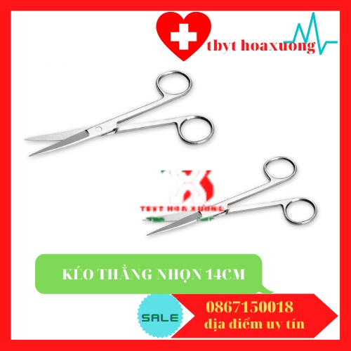 [Hàng Cao Cấp] Kéo Y Tế Thẳng Nhọn 14cm- Kéo Cắt Chỉ Sắc Bén Parkistan