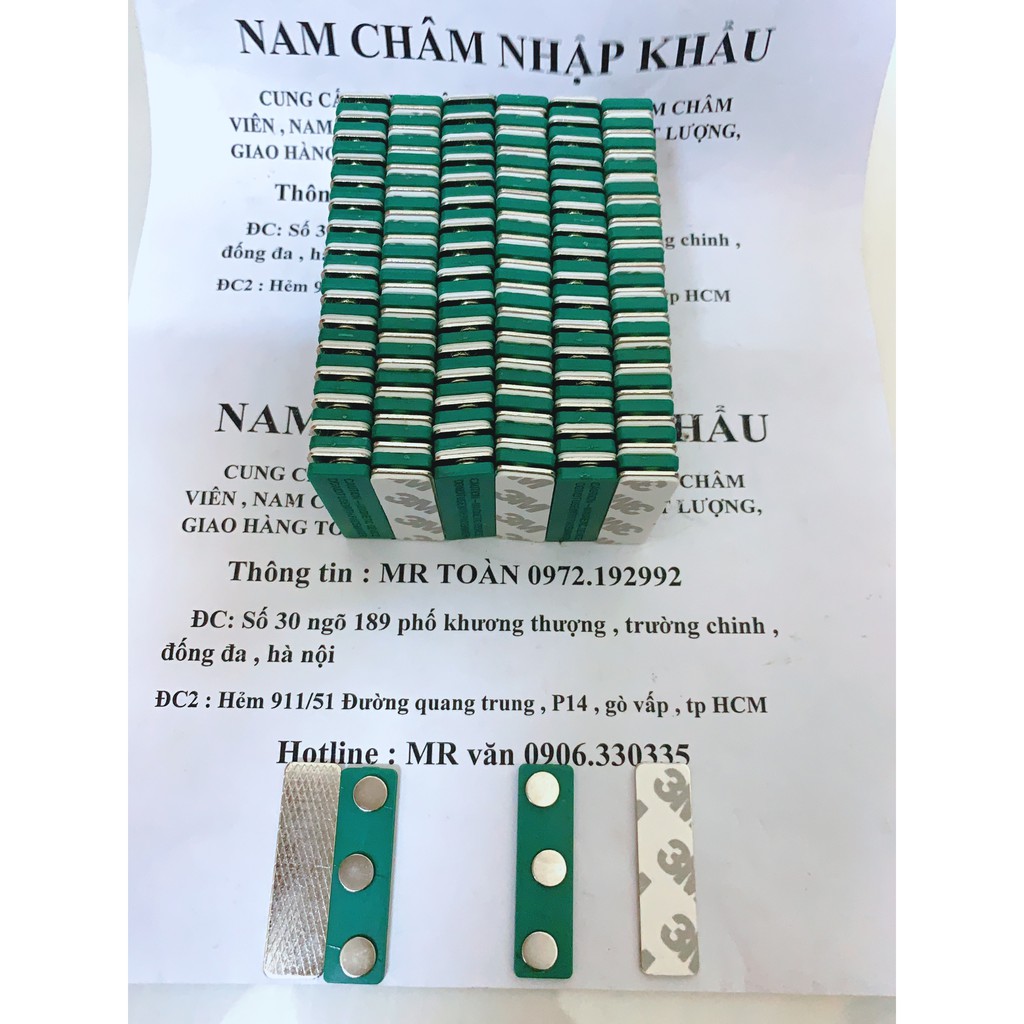 Nam châm thẻ tên kích thước 45x13mm màu xanh