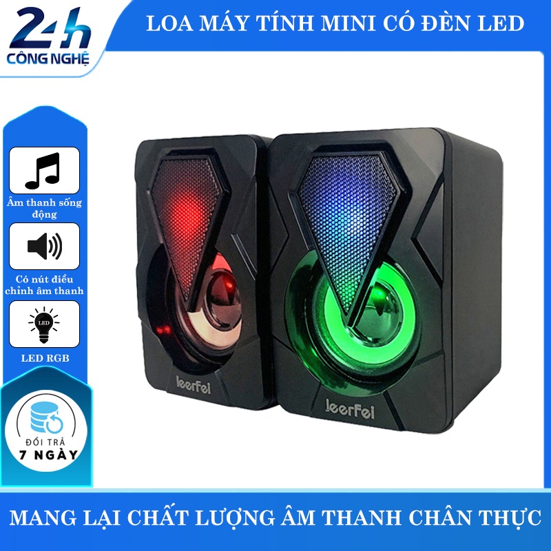 Loa máy tính vi tính mini laptop LED để bàn bass giá rẻ  - K1277