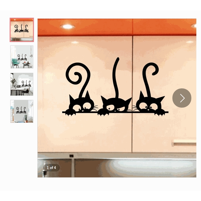 Sticker dán tường hình 3 chú mèo đáng yêu