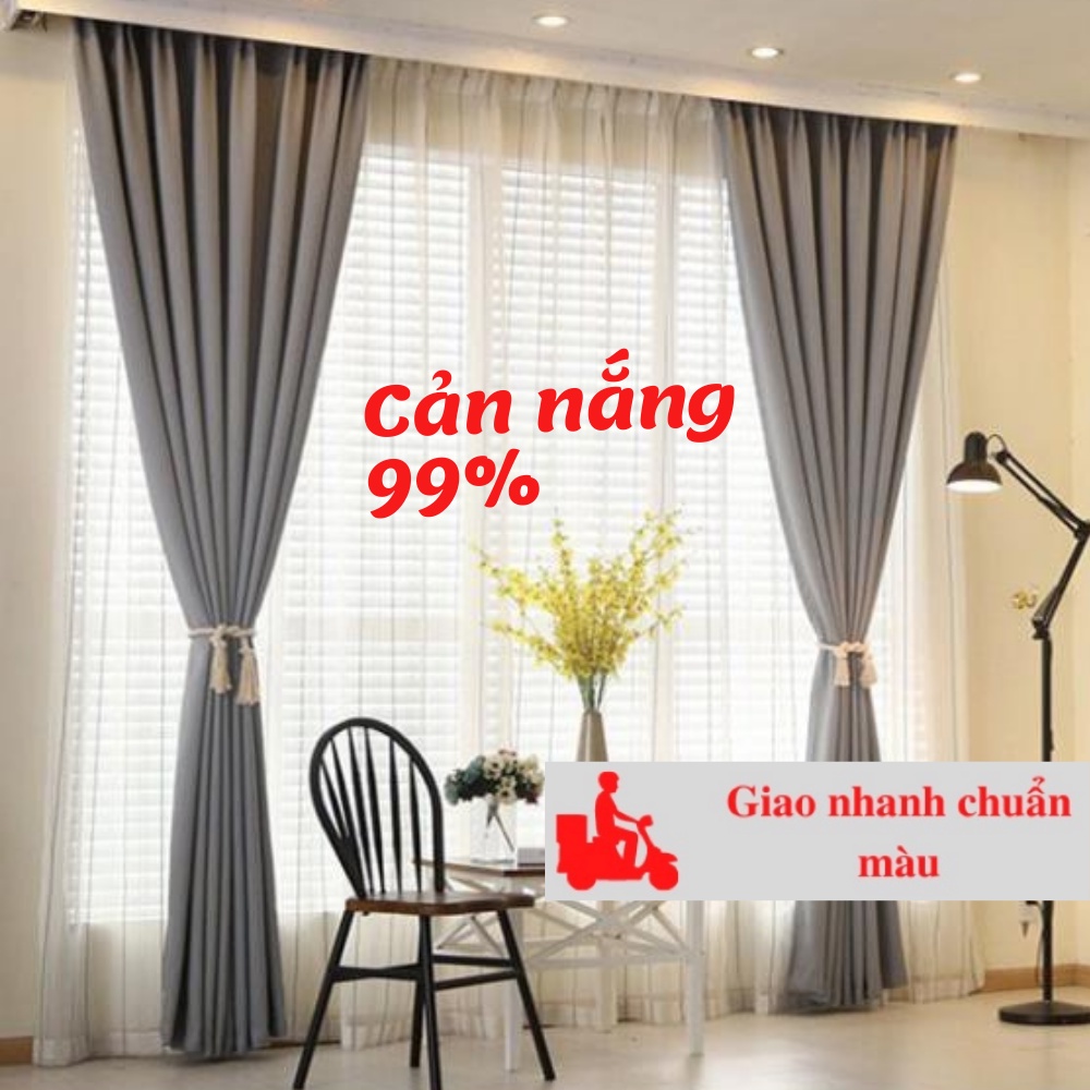 Rèm cửa DIGA HOME vải 3 lớp che nắng, size lớn dùng cho phòng khách, phòng ngủ, spa, khách sạn, tặng kèm dây vén.