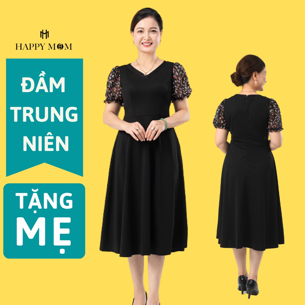 Đầm Trung Niên Cho Mẹ thiết kế ôm dáng cực đẹp họa tiết sang trọng FULL SIZE Happy Mom Đầm tặng mẹ