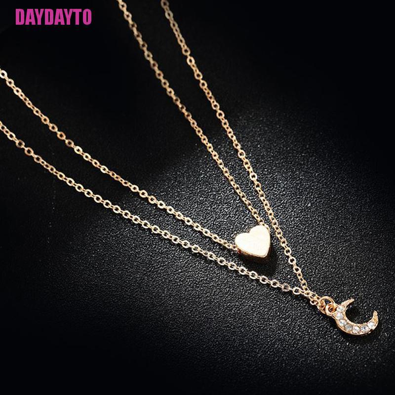 Vòng Cổ Choker Nhiều Lớp Họa Tiết Trái Tim / Mặt Trăng Thời Trang Cho Nữ