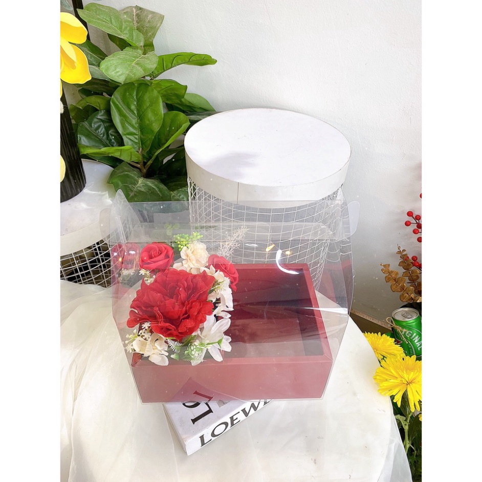 hộp bánh sinh nhật bánh kem [FREESHIP❤️] combo 5 hộp 2 ngăn trang trí hoa và bánh