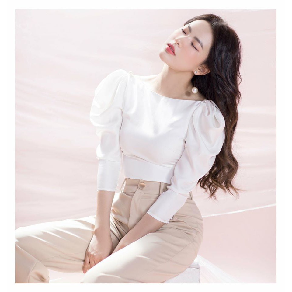 Áo croptop tay bồng siêu sang chảnh