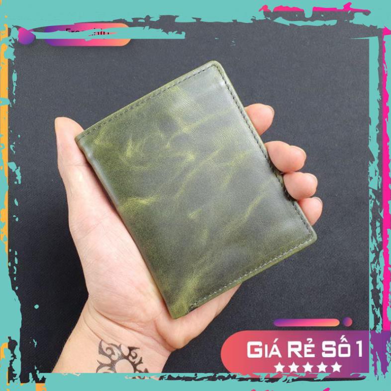 Ví da Pullup wax WS107 Xanh Olive - 100% da bò thật, BH 3 năm
