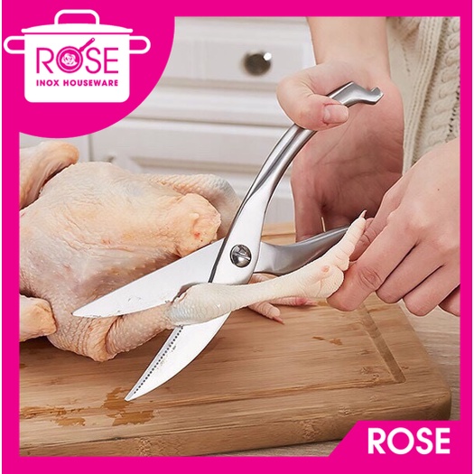 Kéo cắt gà vịt cao cấp Kitchen Scissors Inox 100% - Lưỡi dao sắc bén bền đẹp