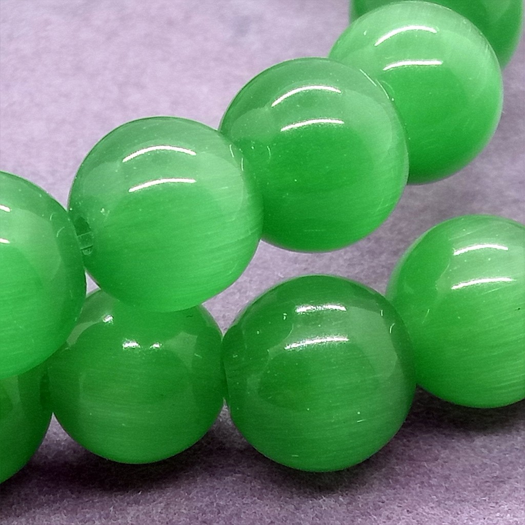 Vòng Tay Mắt Mèo May Mắn Màu Xanh Lá 6-12mm Cho Nữ