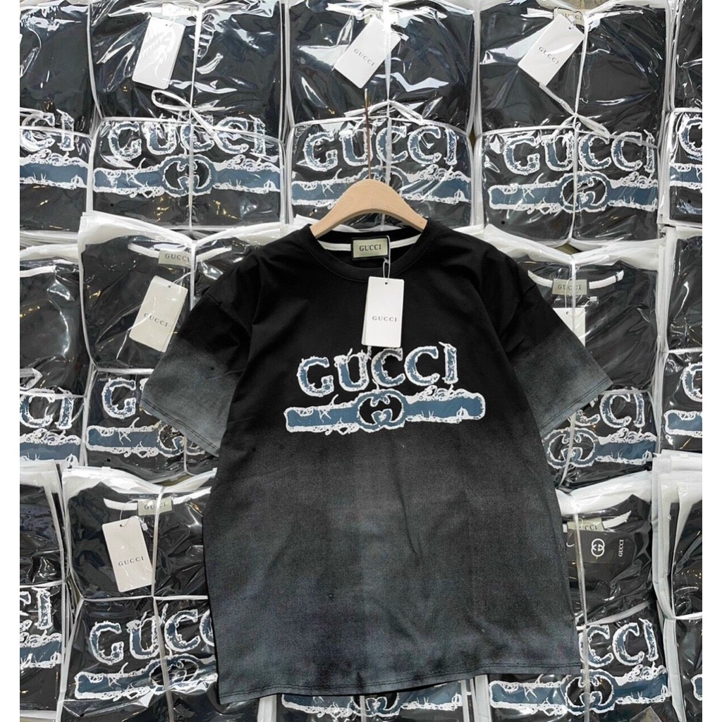 Áo Thun Gucci Loang Chữ Ngực Nam Nữ, phom rộng dễ phối đồ, mặc đôi siêu chất 2022