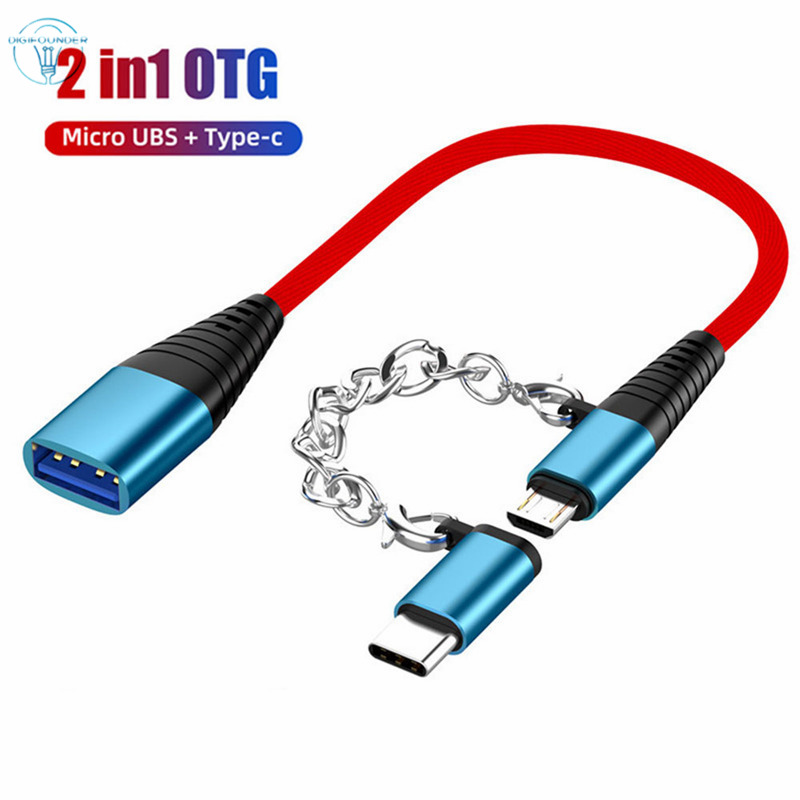 Cáp chuyển đổi 2 trong 1 đầu cắm usb otg type c micro usb sang ổ cắm usb 2.0