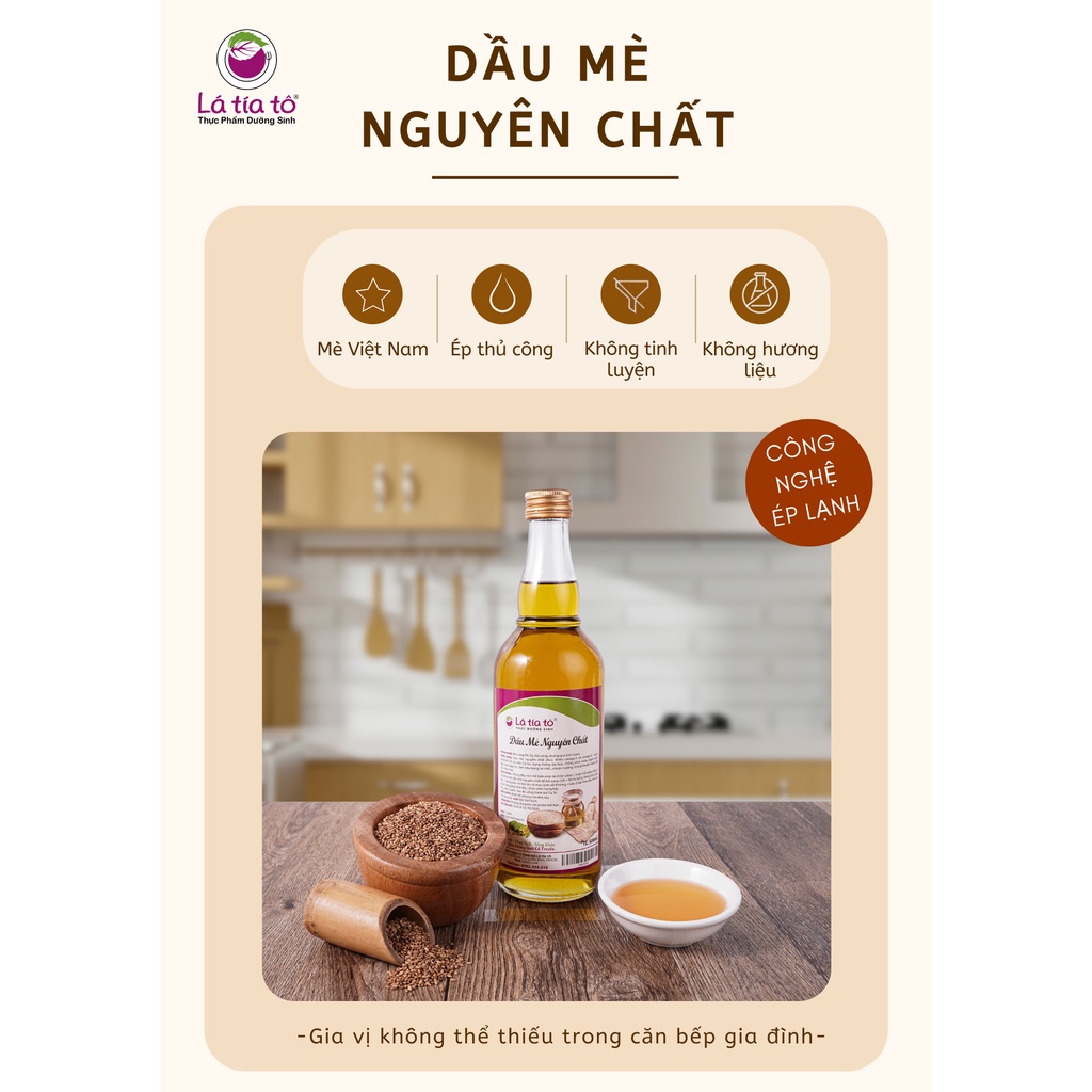 DẦU MÈ NGUYÊN CHẤT 300ML - LÁ TÍA TÔ