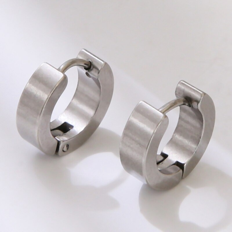Khuyên tai tròn nhỏ bằng thép không gỉ đơn giản thời trang cho nam và nữ WC085