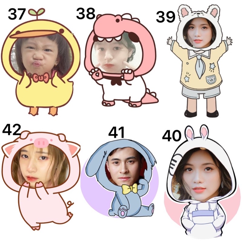 Sticker/ hình dán in ghép mặt theo yêu cầu 15 ảnh / ảnh Sticker ghép mặt đặt in