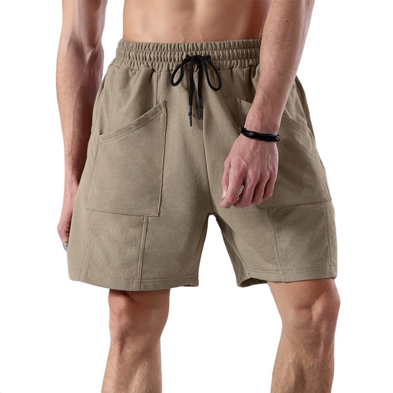[ GYMEN ] Quần short thể thao nam  thoải mái  chạy bộ   tập thể dục  quần bóng rổ  rộng rãi  cỡ lớn  ngoài trời   huấn luyện  hút mồ hôi màu trơn quần ngắn đến gối