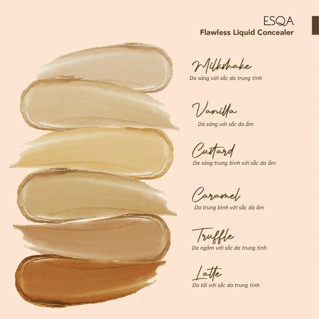 Kem che khuyết điểm ESQA Flawless Liquid Concealer (15g)