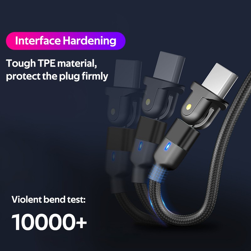 Cáp sạc nhanh TBTIC xoay 180 độ 3A cổng Lightning Micro USB Type-C cho iphone xr xs max Samsung