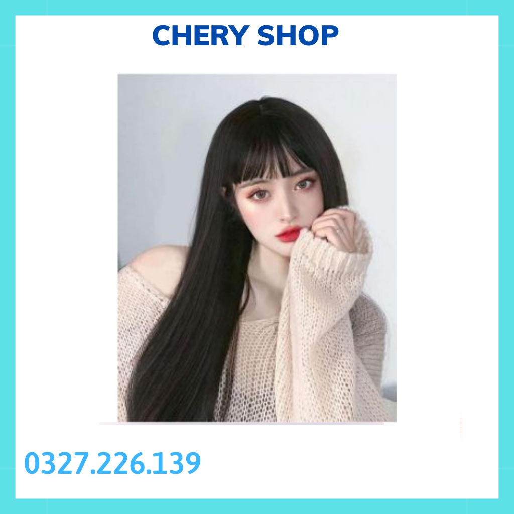Tóc giả cả đầu thẳng  FREESHIP  nguyên đầu thẳng đen tặng kèm lưới trùm z7007