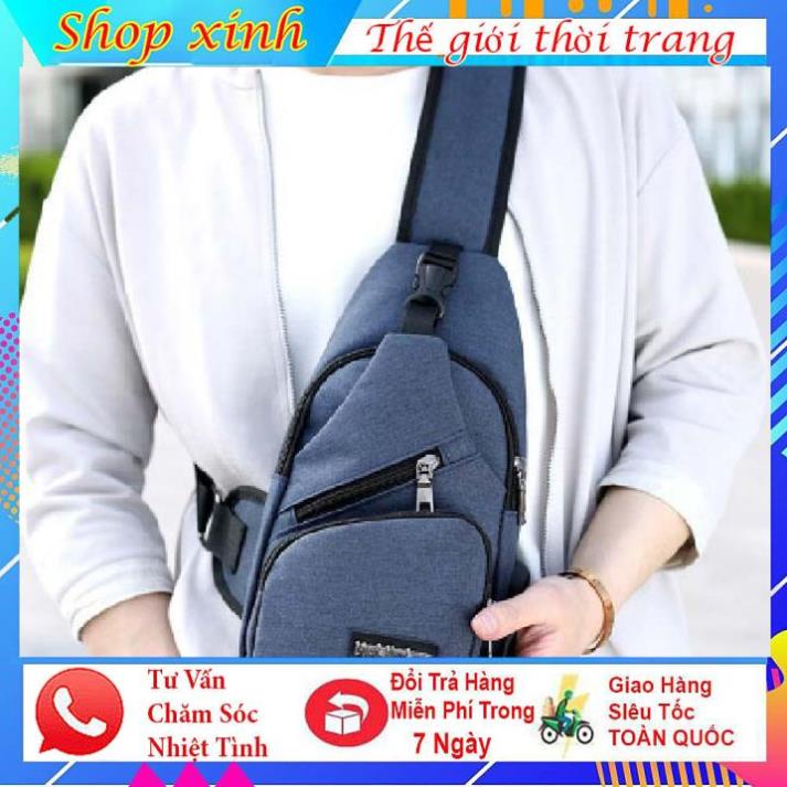 Túi Đeo Chéo, Túi Vải Nam Canvas Có Cổng Sạc Tiện Lợi Phong Cách Thể Thao Thời Trang Hàn Quốc Đậm Chất Nam Tính. | BigBuy360 - bigbuy360.vn