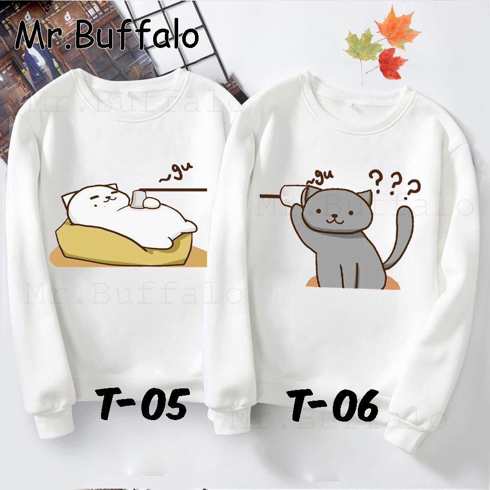 Áo đôi sweater nam nữ thu đông hình mèo Mochi cực đáng yêu Mr.Buffalo