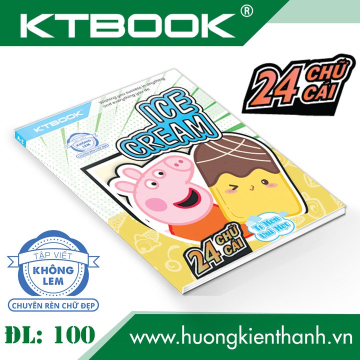 Tập Học Sinh Cao Cấp Chuyên Rèn Chữ Đẹp 24 Chữ Cái KTBOOK giấy trắng không lem ĐL 100 gsm - 96 trang