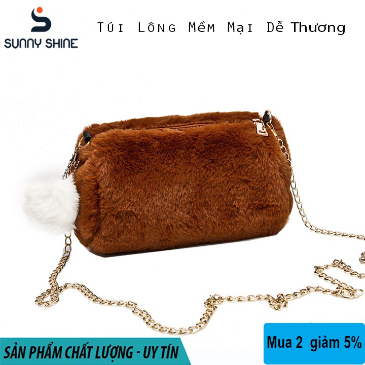 Túi đeo chéo Noel lông thú mềm mại cực xinh, 2 lớp lông ấm TXH127 | BigBuy360 - bigbuy360.vn