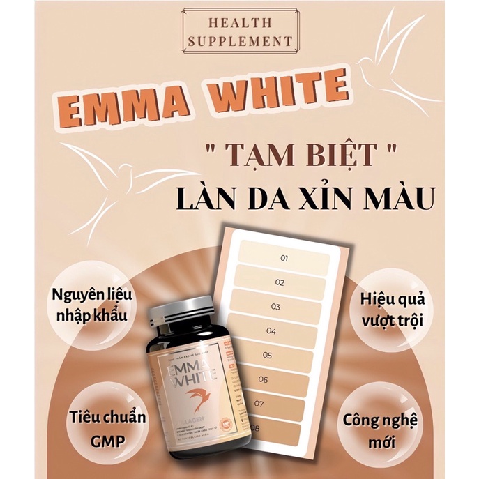 Viên uống trắng da Collagen nhập khẩu Mỹ EMMA WHITE