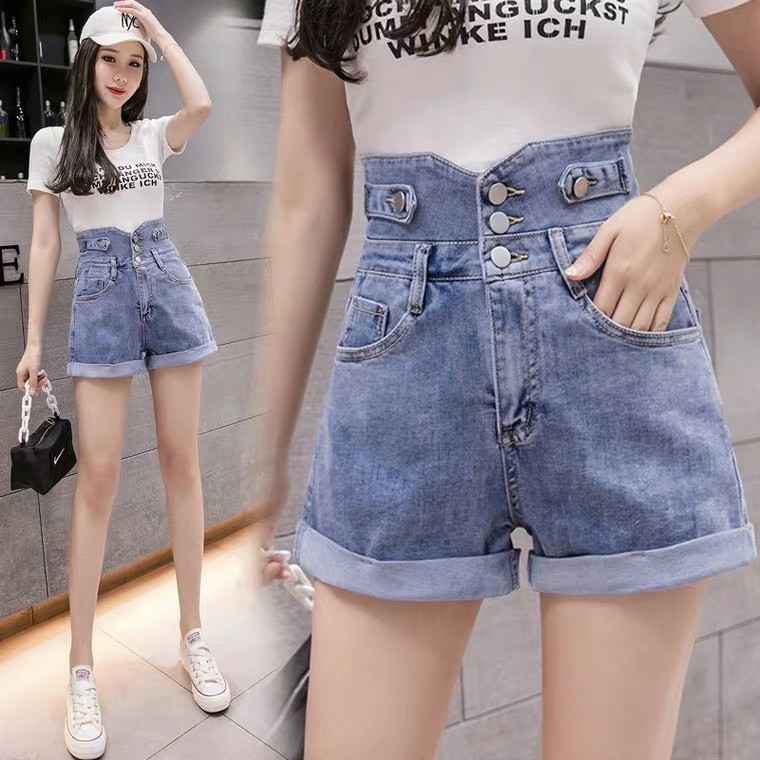 Quần short jean nữ lưng cao King168 , quần short nữ cao cấp sq02