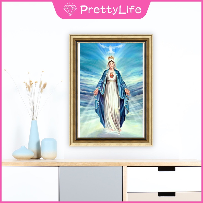 Bộ tranh đính đá 5D tự làm hình Đức Mẹ Mary 30x40cm/40x50cm