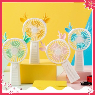[Siêu Sales] Quạt mini tích điện Sừng tuần lộc cầm tay các màu phong cách Hàn Quốc(07)