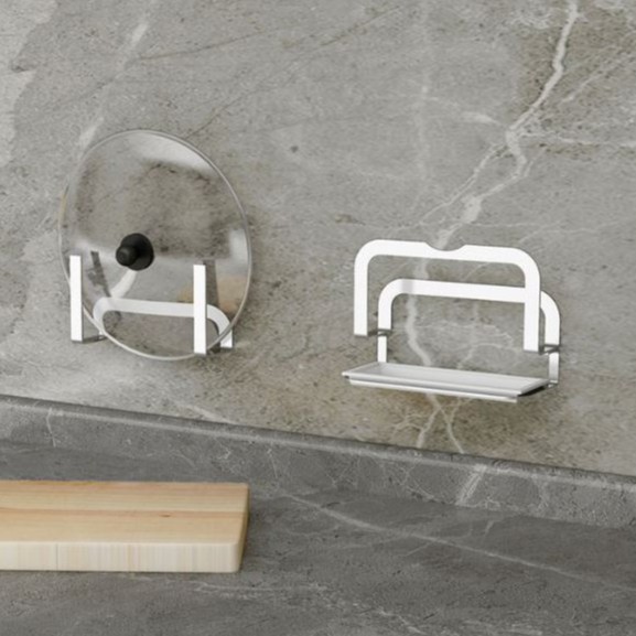 Giá treo vung nồi, treo thớt Inox SUS304 có khay hứng nước,kèm keo dán tường tiện lợi