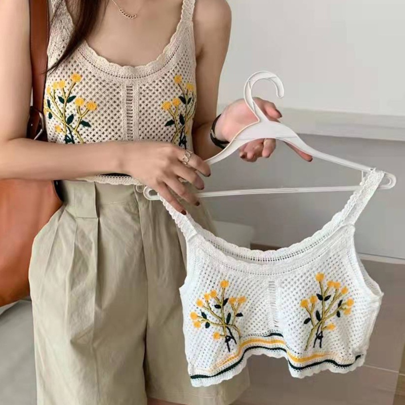 Áo lửng không tay thêu hoa quyến rũ dành cho nữ