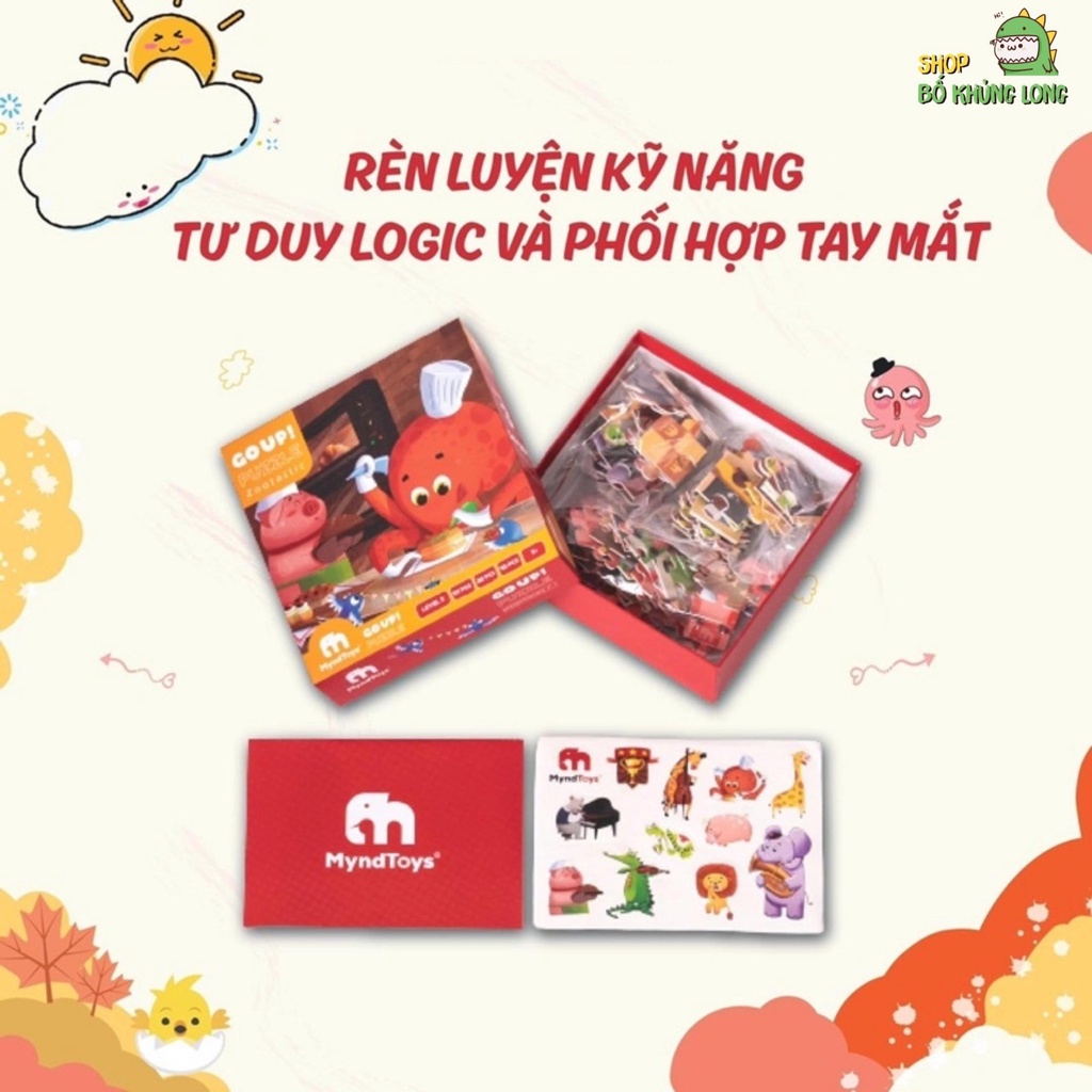Đồ Chơi Giáo Dục Bộ Xếp Hình Myndtoys Go Up! Puzzle Level 3 Zootastic Dành Cho Bé Từ 3 Tuổi - BỐ KHỦNG LONG